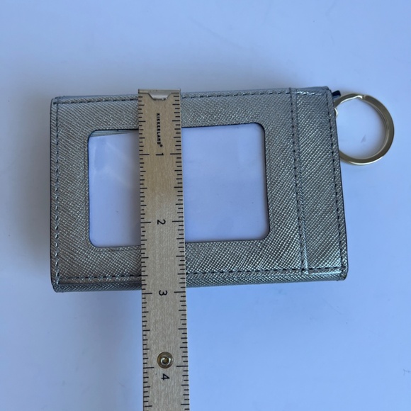 Kate‎ Spade Cedar Street Darla Silver Metallic Leather Wallet Cardholder Key Fob - Picture 3 of 4